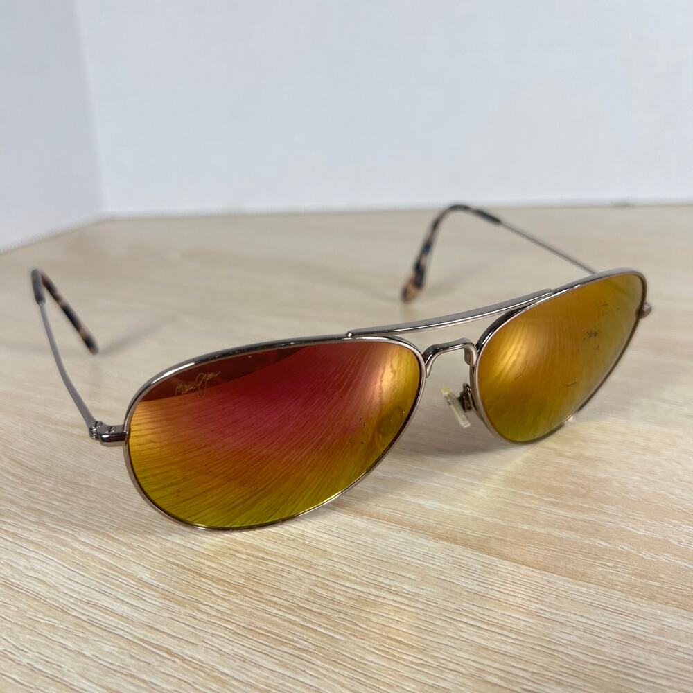 Maui Jim Mavericks MJ-264-16R Sunglasses Titanium READ DESC 61-14-137 Gold